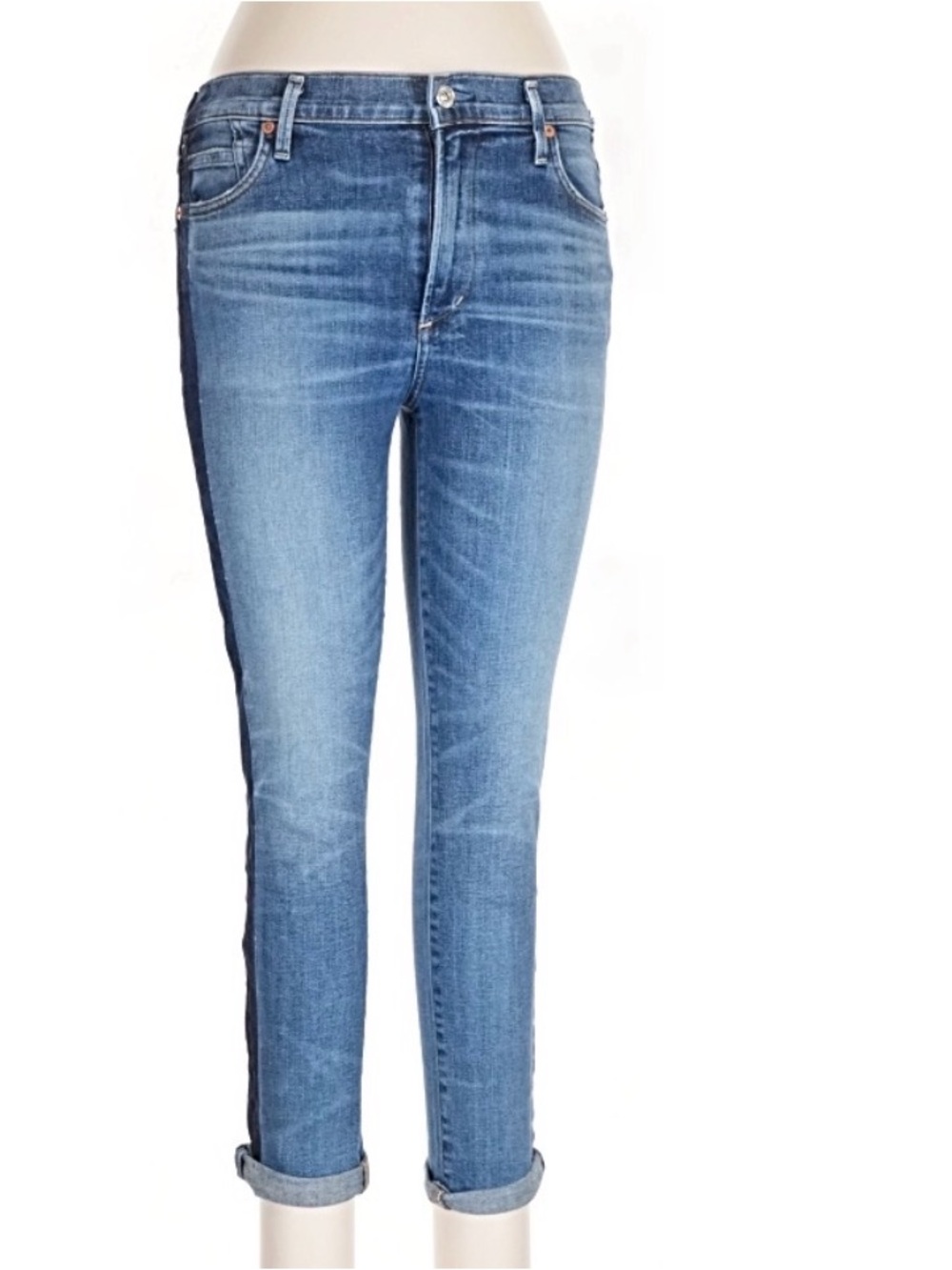 Citizens Of Humanity Two-Tone Slim Ankle Jeans in Blue